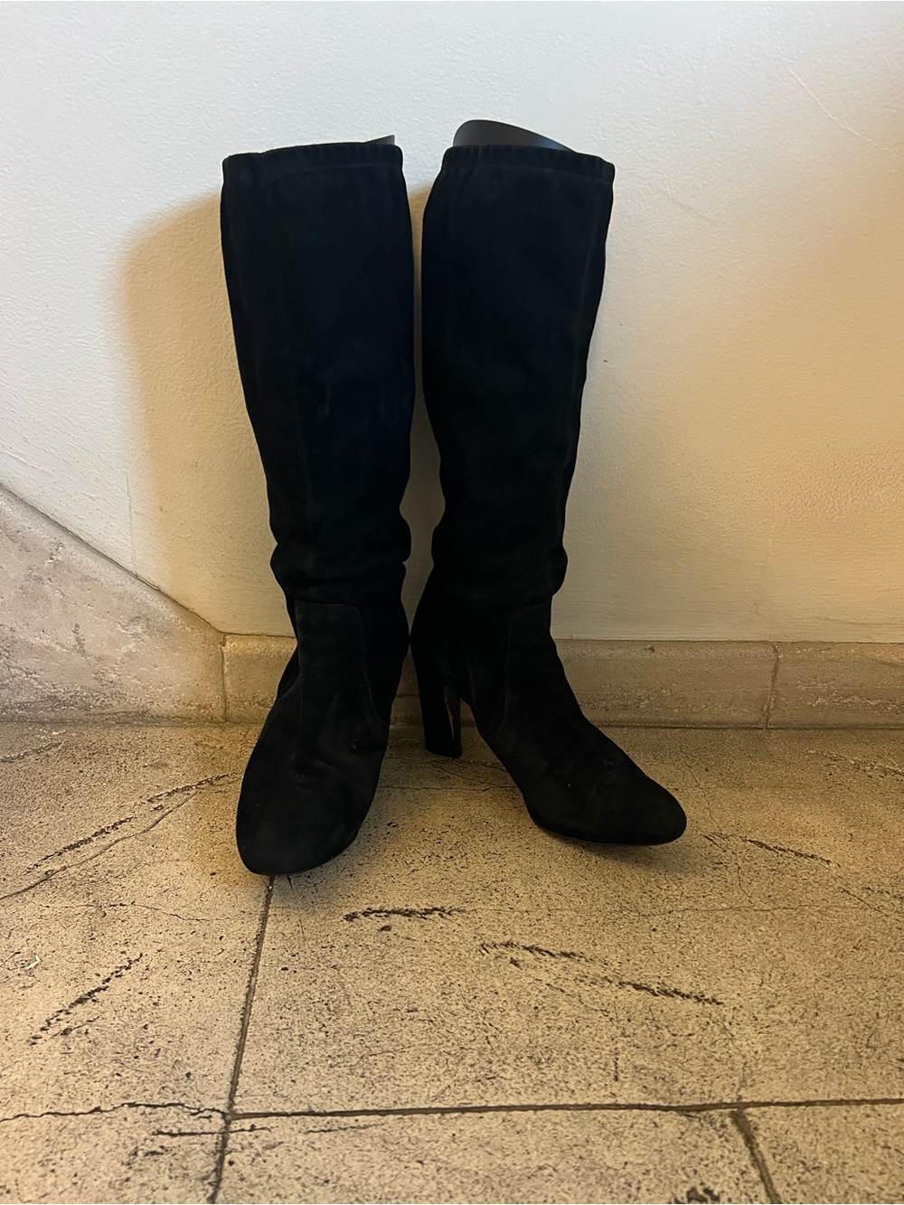 Vero Cuocio Black Suede Knee-High Heeled Boots - 41/~10/10.5